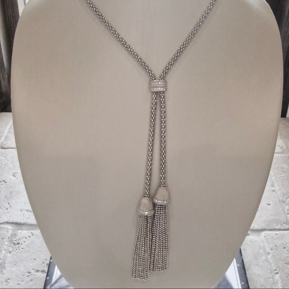 Judith Ripka Sterling Silver Tassel Necklace New